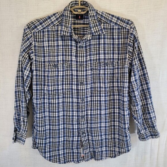 Levis Button Up Shirt Mens Large Blue Plaid Jeanswear Casual Cotton Top - Picture 1 of 9